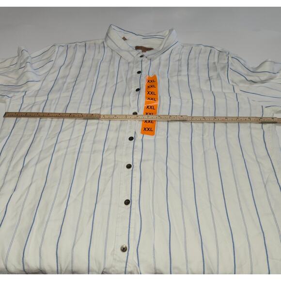 Jach's Girlfriend Womens XXL Button Up Shirt Striped White Blue Flowy Career NWT - Picture 7 of 10